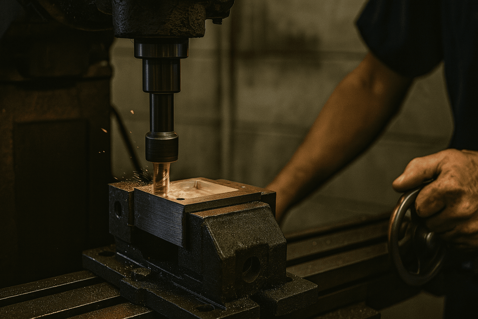Manual machining on a knee mill